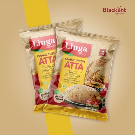 Wheat Packaging Design, Atta Packing Design, Wheat Flour Packaging, Packaging Layout Design, Food Product Logo, Food Packing Design, Pouch Design Packaging, Flour Packaging Design, Spices Packaging Design