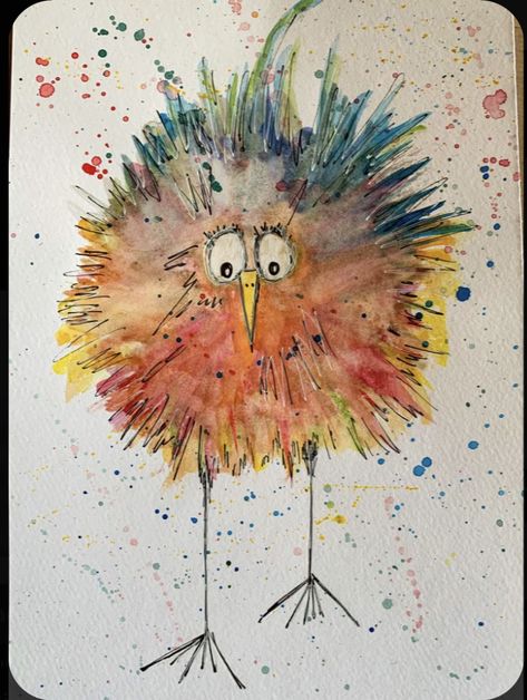 Happy Painting Ideas, Waterpaint Ideas, Whimsical Bird Art, Doodle Birds, Whimsical Art Paintings, Learn Watercolor Painting, Bird Watercolor Paintings, Whimsical Watercolor, Watercolor Paintings For Beginners