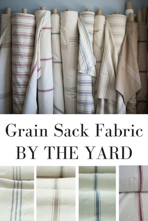 Shabby Chic Stripes..Click link to shop fabrics Grain Sack Fabric, Upholstery Repair, Farmhouse Fabric, Sewing Fabrics, Grain Sack, Drop Cloth, Decor Minimalist, Handmade Home Decor, Sewing Room