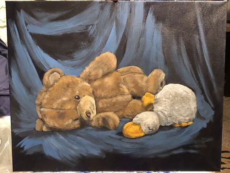 Stuffed Animal Painting, Teddy Bear Painting, Childhood Teddy, Teddy Bear Drawing, Art Folio, Childhood Art, Classy Art, Pick Art, Soft Art