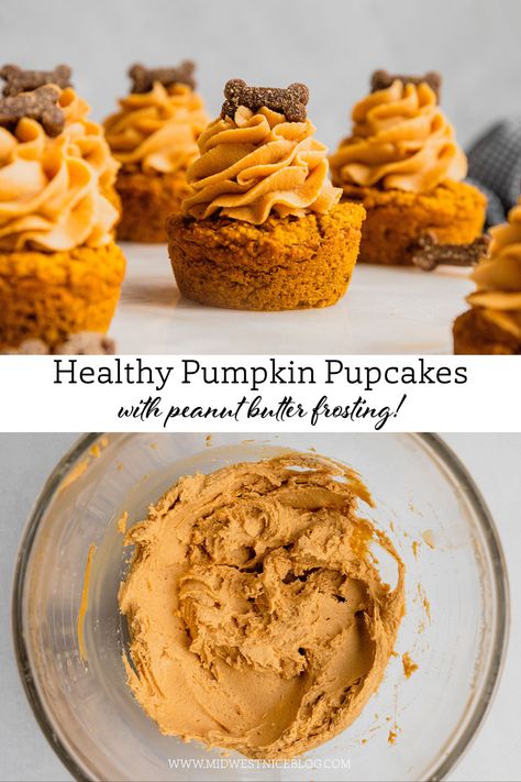 Dog Cake Recipe Pumpkin, Pupcakes Dog, Cupcakes For Dogs Recipe, Cupcakes With Peanut Butter Frosting, Dog Cake Recipes, Pet Treats Recipes, Pumpkin Oats, Easy Dog Treat Recipes, Dog Cupcakes