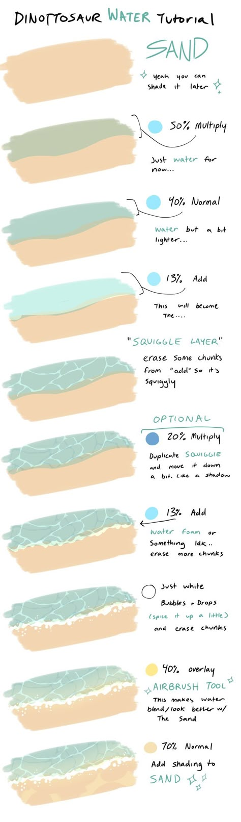 Beach Digital Art Tutorial, Beach Tutorial Digital, Beach Drawing Anime, Beach Water Poses, Beach Pose Reference Drawing, Beach Digital Painting, Beach Poses Drawing Reference, Water Tutorial Digital Art, How To Draw Water Digital