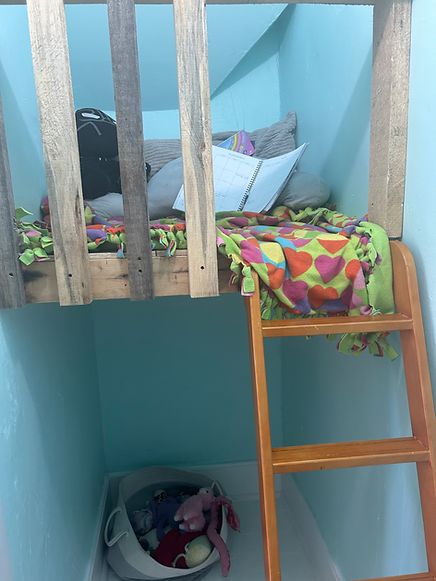 Turn an ugly old closet into a cool kid's fort!  Support the crooked walls in a creative way and make use of that small space! Closet Fort For Kids, Closet Fort, Kids Forts, Farmhouse Renovation, Small Space, The Other Side, Build Your Own, How To Build, Cool Kids