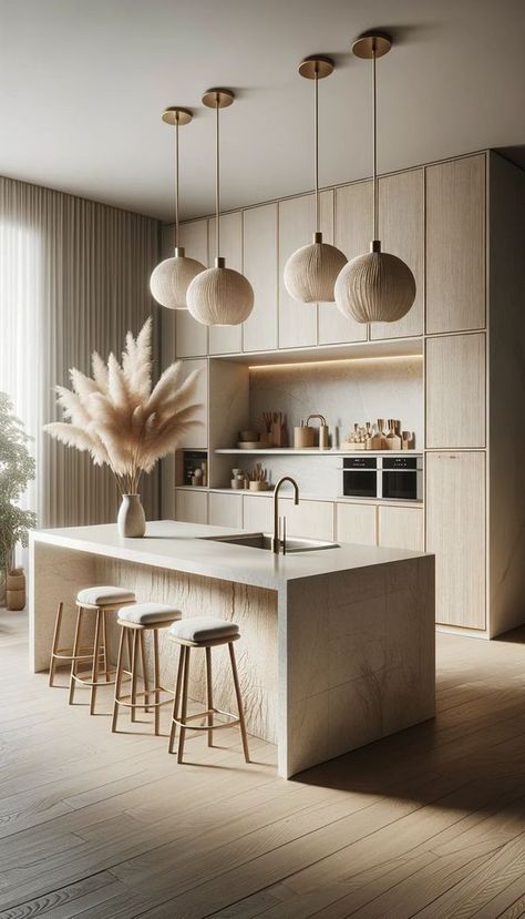 Minimalist Design. Tranquil Kitchen, Japandi Kitchen, Minimal Kitchen Design, Japandi Interiors, Kitchen Luxury, Natural Aesthetics, Minimalist Kitchen Design, Japandi Interior, Small Apartment Living Room