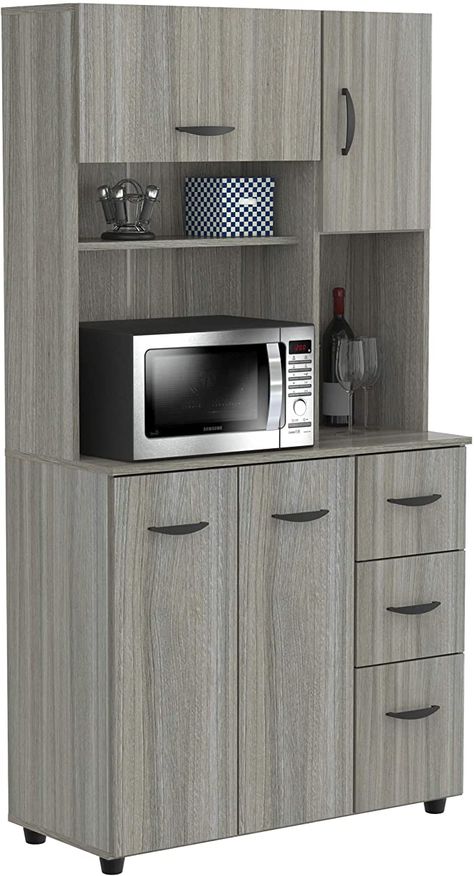 Small Kitchen Units, Modern Kitchen Cupboards, Kitchen Unit Designs, Microwave Storage, Kitchen Cabinet Color Ideas, Kitchen Microwave, Small Kitchen Cabinets, Modern Cupboard, Modern Cupboard Design