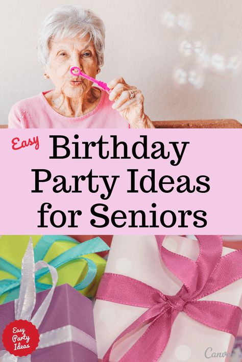 80th, 90th, 100th birthday? Party themes and party games! Wouldn't you want to celebrate it with these great party and game ideas? | Easy Party Ideas and Games #adultbirthday #birthday 80th Birthday Party Theme, Easy Birthday Party Ideas, 85th Birthday Party Ideas, 90th Birthday Party Theme, 70th Birthday Party Ideas For Mom, 90th Birthday Party Decorations, Grandmas Birthday Party, Ideas For Seniors, Easy Party Ideas