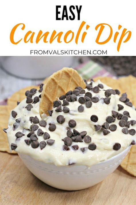 Easy Cannoli Dip Recipe From Val's Kitchen Cannoli Dip Recipe Easy, Cannoli Dip With Cream Cheese, Desert Pasta, Easy Cannoli Dip, Cannoli Recipes, Cannoli Dip Recipe, Easy Cannoli, Dessert Dip Recipes, Cannoli Dip