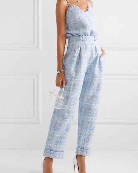 Chanel Jumpsuit, Tweed Jumpsuit, Balmain Shirt, Tweed Outfit, Balmain Dress, Blue Jumpsuit, Jennifer Fisher, Tweed Dress, Looks Chic