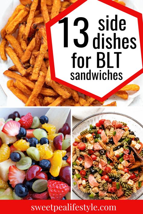 Side Dishes for BLT Sandwiches (The Best Ideas) are a great way to round out a delicious meal! Share a potluck lunch or dinner with these side dish recipes for BLT sandwiches! Blt Lunch Ideas, Blta Sandwiches Sides, Good Sides For Blts, Blt Sandwich Side Dish Ideas, Side Dish With Sandwiches, Good Sides For Sandwiches, Side Dishes Sandwiches, What Goes With Sandwiches Sides, Sides To Go With Blt Sandwiches