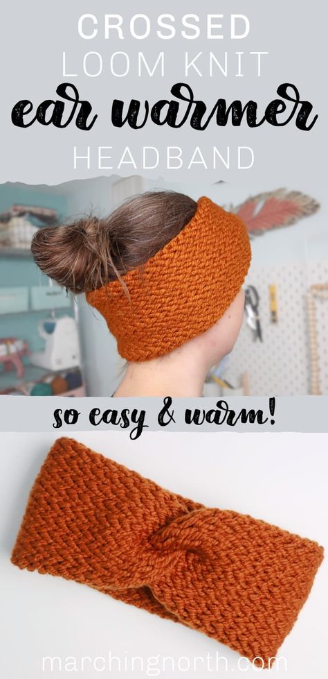 Round Loom Knitting Headband, Simple Loom Knitting Projects, How To Start Loom Knitting, Loom Knit Baby Hat With Ears, Loom Sweater Pattern Free, Crochet With Loom, Looming Headbands Ear Warmers, How To Use A Circle Loom, Loom Knit Headband Easy