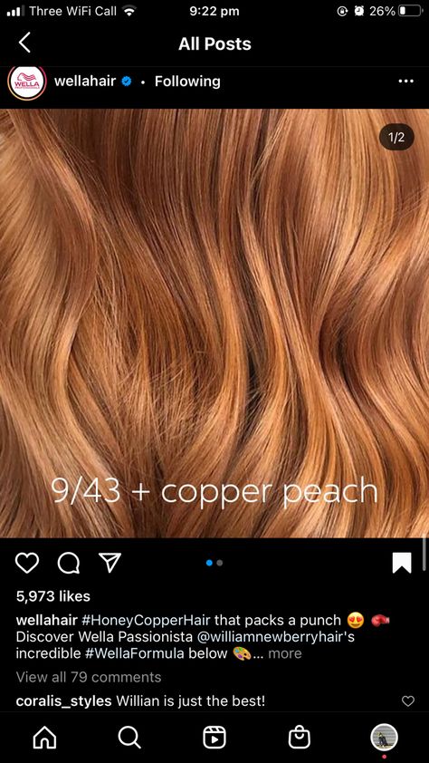 Copper Hair Wella Formula, Strawberry Blonde Formula Wella, Copper Blonde Hair Color Formulas, Cooper Hair Formula, Golden Copper Hair Color Formula, Wella Color Touch Formulas Copper, Ginger Hair Wella Formula, Cowboy Copper Hair Formula Wella, Wella Strawberry Blonde