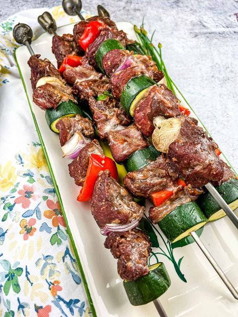 Pit Boss Pellet Grill Recipes, Beef Shish Kabob, Food On A Stick, Pellet Smoker Recipes, Veggie Kabobs, Grilling Kabobs, Steak Kabobs, Shish Kabobs, Beef Kabobs