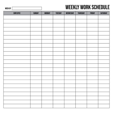 Printable Blank Weekly Work Schedule Template Printable Work Schedule Templates, Monday To Saturday Schedule Template, Free Printable Weekly Work Schedule Templates, Weekly Work Schedule Template, Weekday Schedule Template, Employee Schedule Templates Weekly, Blank Weekly Schedule, Production Schedule Template, Work Schedule Template