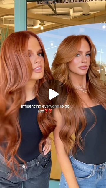 Chrissy Ellingson Rasmussen on Instagram: "@julia.hatchh & @_annabellehooper influencing everyone to go red! Get lifetime access to all my hair color formulas, what we do behind the chair, updates, & more! Download my @habiteducation app today!" Pumpkin Spice Hair Color, Pumpkin Spice Hair, Color Formulas, Hair Color Formulas, Behind The Chair, Go Red, The Chair, My Hair, Pumpkin Spice