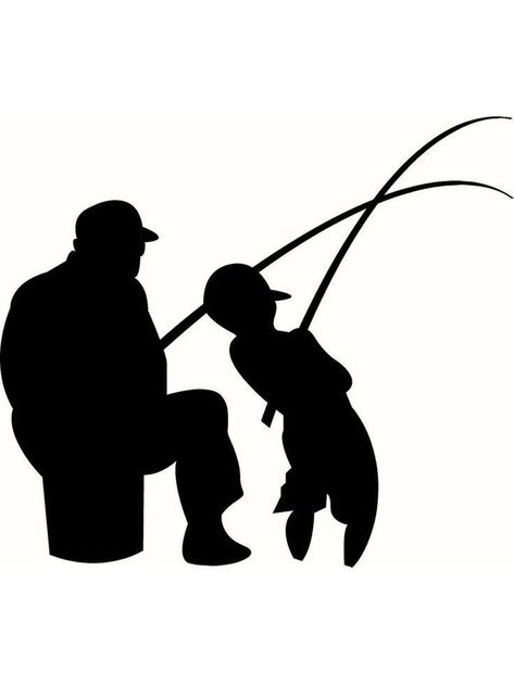 Father Son Fishing, Dibujo Simple, Fish Silhouette, Mountain Background, Fishing Decals, Silhouette Tattoos, Silhouette People, Silhouette Clip Art, Custom Screen Printing