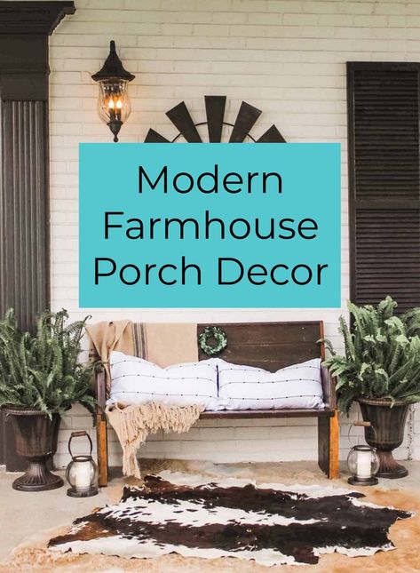 Farmhouse Porch Chairs, Farmhouse Front Porches Outdoor Rugs, Front Porches Seating, Large Front Porch Wall Decor, French Farmhouse Front Porch, Front Porch Artwork, Front Porch Ideas Curb Appeal Farmhouse, Modern Farmhouse Front Porch Furniture, Modern Farmhouse Back Porch Ideas