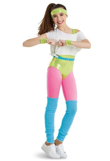 80s Dance Costume, Character Dance Costumes, 80s Workout Outfit, Metallic Headband, 80s Dance, Dance Sayings, Metallic Leotard, Dance Recital Costumes, 80s Party Outfits