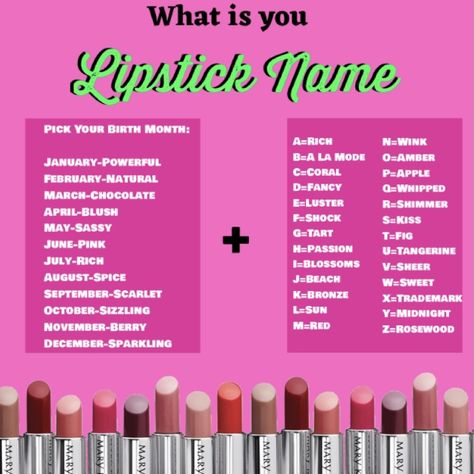 Lipstick Business Name Ideas, Mary Kay Social Media Posts, Mary Kay Games Online Facebook Party, Mary Kay Engagement Posts, Mary Kay Business Tools, Lipstick Business, Mary Kay Online Party, Mary Kay Games, Mary Kay Facebook Party