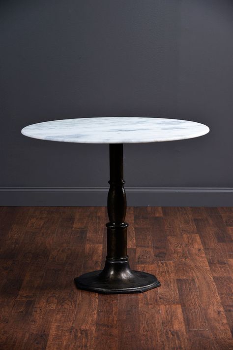 Brenda Round Bistro Table with Cast Iron Base and White Marble Top No Additional Finish or Marble Options Antique White Furniture, Round Bistro Table, Round Marble Table, Marble Tables Design, Small Bedroom Furniture, Pub Design, Bar Tables, Trendy Bar, Outdoor Patio Set