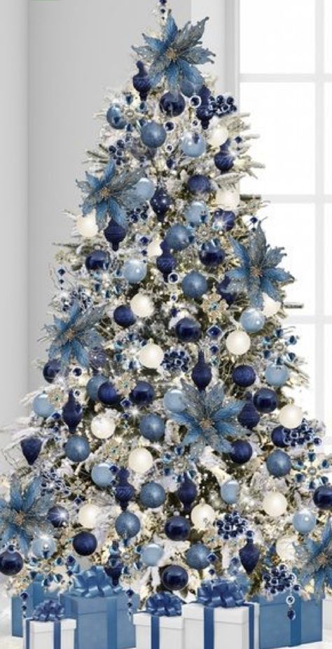 Christmas Tree Ideas Red, Christmas Tree Ideas 2023, Wallpaper Aesthetic Christmas, Christmas Wallpaper Aesthetic, Aesthetic Christmas Tree, Christmas Tree Colour Scheme, Blue Christmas Tree Decorations, Christmas Tree Decorations Ribbon, Elegant Christmas Tree Decorations