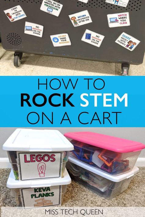 Learn how you can organize your STEM materials, manage challenges in your elementary classroom, decorate, and more! Did I mention this would all be done from a cart? Yes, you can keep your materials organized and condensed from just a cart! Stem Read Alouds, Simple Stem Challenges, Stem Station, Stem Books For Kids, Holiday Stem, Kindergarten Stem, Building Challenge, Classroom Management Elementary, Stem Books