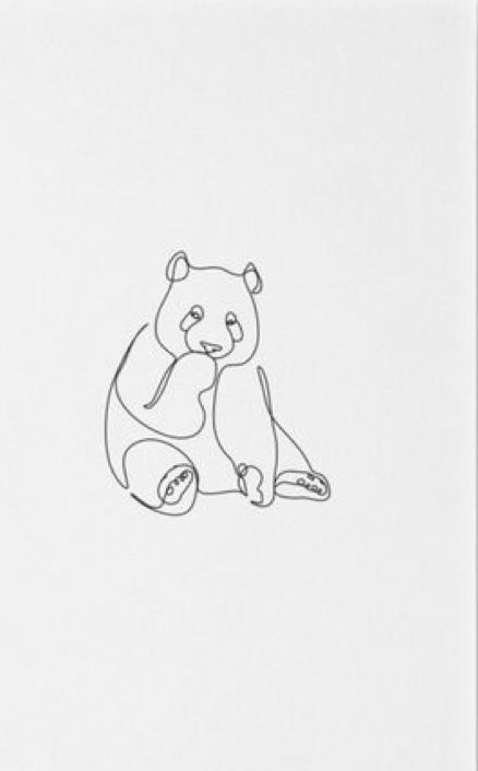 Simple Line Art Animals, Animal Drawings Line Art, Panda Line Art Tattoo, Minimalistic Panda Tattoo, Bear Tattoo Line Art, Panda Line Drawing, Line Art Animal Tattoo, One Line Panda Tattoo, Minimalistic Animal Tattoo