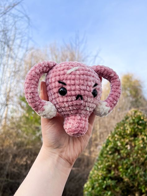 Uterus Crochet Pattern Free, Angry Uterus Crochet Pattern, Feminist Crochet Patterns, Crochet Uterus Free Pattern, Feminist Crochet, Uterus Crochet Pattern, Crochet Uterus, Uterus Party, Angry Uterus