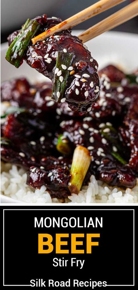 Mongolian beef stir fry is a sweet and savory dish featuring tender juicy flank steak and just the right amount of spicy heat from red chilis. Mongolian Beef Stir Fry, Chili Burger, Spicy Steak, Steak Stir Fry, Mongolian Beef Recipes, Best Beef Recipes, Homemade Beef Stew, Asian Inspired Dishes, Mongolian Beef