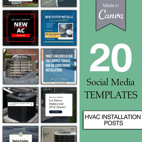 Hvac Company, Hvac Installation, Hvac System, Heating And Cooling, Social Media Template, Social Media Post, Stationery Design, Media, Stationery Paper