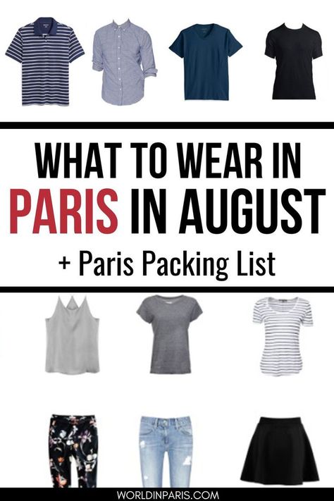 Outfits for Paris in August - Text reads What to Wear in Paris in August + Paris Packing List Paris Packing List Summer, Packing List For Paris, Packing List Summer, What To Wear To Paris, What To Pack For Paris, Paris In August, Paris Packing List, Paris In The Summer, August Outfits