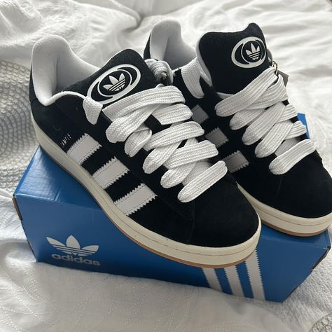 Adidas Campus 00‘s I got these in sizes 39 1/3 (uk... - Depop Adidas Originals Campus 00s, Adidas 00s Campus, Adidas Shoes Outfit, Black Campus, Adidas Campus Shoes, Campus Adidas, Adidas Campus 00s, Stile Hijab, Adidas Sneakers Mens