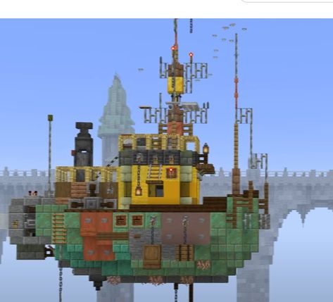 Minecraft Tugboat, Minecraft Micro Builds, Minecraft Airship, Minecraft Ship, Minecraft Cyberpunk, Minecraft Box, Minecraft Castle Designs, Minecraft Steampunk, Cottagecore Minecraft