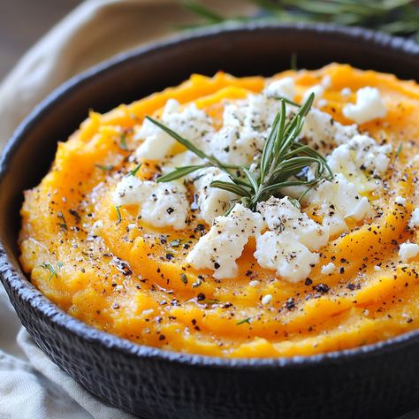 🎃 "Creamy, dreamy, and perfect for fall—Mashed Butternut Squash with Goat Cheese and Rosemary!" 🧀🍂 #ComfortFood #FallFlavors Mashed Butternut Squash with Goat Cheese and Rosemary Ingredients: Butternut squash, peeled and cubed (4 cups) Olive oil (2 tbsp) Goat cheese, crumbled (½ cup) Fresh rosemary, chopped (1 tsp) Butter (2 tbsp) Salt (to taste) Black pepper (to taste) Instructions: Preheat oven to 400°F (200°C). Toss squash cubes with olive oil, salt, and pepper. Spread squash on a baki... Mashed Butternut Squash, Trending Recipes, Fresh Rosemary, Goat Cheese, Butternut Squash, Tasty Dishes, Feta, Comfort Food, Food Photography