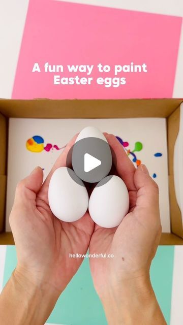 Agnes Hsu on Instagram: "Fun and easy Easter Egg Painting! 🥚🌈 F o l l o w @hellowonderful_co for more fun ideas. 

This Easter craft is perfect for little ones  Mess-free, low prep and great for hand eye coordination! 🙌🏻 those are craft eggs by the way! We found the best ones that let the paint stick! Full tutorial on my site hellowonderful.co search “egg painting” 🥚🌈
#hellowonderfuldiy

.

.

.

#kidscraft #kidcrafts #kidcraft #kidsart #kidsartideas #recycleandplay #recycledart #recycleandplay #eastercrafts #eastercraftsforkids #easterart #easteregg  #eggdecorating #eastereggs #easteregg  #preschoolart" Egg Art Ideas, Noodle Bake, Grandma Camp, Easter Crafts For Toddlers, Tik Tak, Easter Egg Painting, Kid Art, Activities Preschool, Easter Craft