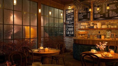 4K Cozy Coffee Shop Ambience. Background Instrumental to Relax, Study, Work Coffee Shop Ambience, Cozy Coffee Shop, Coffee Shop Aesthetic, Home Coffee Bar, Coffee Store, Cozy Coffee, Best Coffee Shop, Bar Set Up, Brick Wallpaper