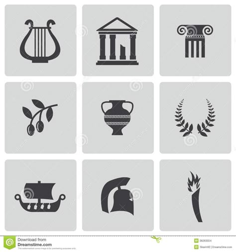 Culture Symbols Ancient Greece Stock Photos, Images, & Pictures ... Greek Art Tattoo, Ancient Greece Ks2, Ancient Greece Display, Ancient Greece Sculpture, Ancient Greece Clothing, Ancient Greece Architecture, Ancient Greece Projects, Ancient Greece For Kids, Ancient Greece Fashion