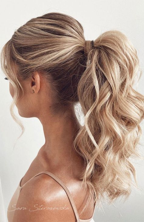 Bridesmaid Ponytail, Bridesmaid Hair Inspo, Wedding Ponytail, Bridemaids Hairstyles, Pony Hairstyles, High Ponytail Hairstyles, Blonde Ponytail, Ponytail Updo, Guest Hair