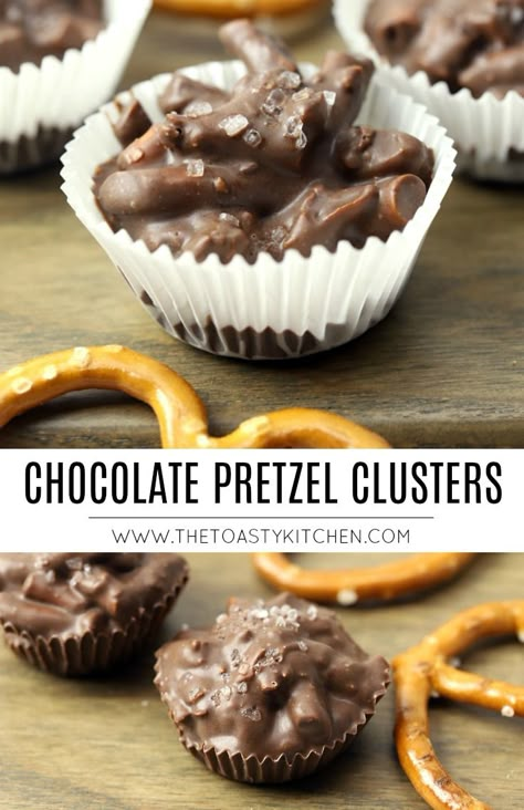 Chocolate Pretzel Clusters, Pretzel Clusters, Pretzels Chocolate, Chocolate Peanut Butter Desserts, Easy Candy Recipes, Pretzels Recipe, Peanut Butter Desserts, Candy Recipes Homemade, Christmas Candy Recipes