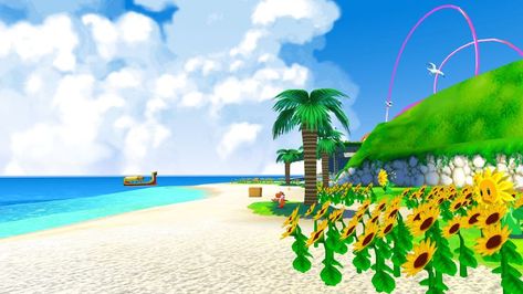 Sunshine Wallpaper, Super Mario Sunshine, My Bad, Nintendo Art, Game Concept, Super Mario, Beach Pictures, Mario, Tumblr