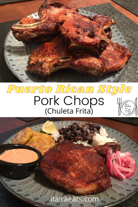 Puerto Rican Pork Chops Baked, Dominican Fried Pork Chops, Chuletas Fritas Recipe Puerto Rico, Pork Chops Puerto Rican Style, Chuleta Recipe, Cuban Style Pork Chops, Puerto Rican Pork Chop Recipes, Dominican Pork Chops, Spanish Pork Chop Recipes