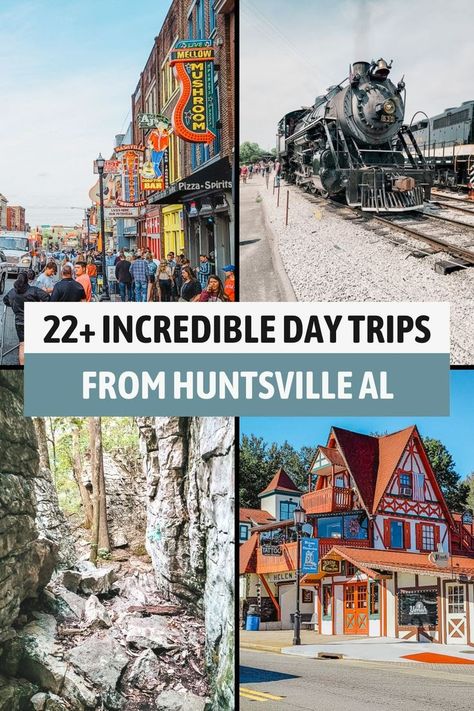 In this article, we share 22+ incredible day trips from Huntsville, Alabama, including day trips during spring, summer, fall, and winter, best cities for day trips, best hiking trails and waterfalls, swimming day trips, adventure activities, small towns, historical sights, and more in Alabama, Georgia, and Tennessee. Read more on theunknownenthusiast.com Beautiful Places In Usa, Best Romantic Getaways, Best Weekend Trips, Alabama Vacation, Alabama Travel, Best Weekend Getaways, Georgia Travel, Huntsville Alabama, Couples Vacation