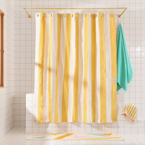 The Catalina "canyon" is a ray of summer sunshine--embrace the warm with oranges and yellows. Style your bathroom & save 15% when you choose 3 items or more. Canvas Curtains, Yellow Shower Curtains, Mirror With Hooks, Occasional Seating, Striped Shower Curtains, Media Cabinet, Wall Accessories, Bed Desk, Stylish Bathroom