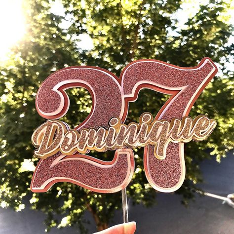 30th Birthday Decor, Personalized Birthday Cake, 21st Birthday Cake Toppers, Birthday Sweet 16, 30th Birthday Cake Topper, Diy Cake Topper Birthday, Cricut Cake, 25th Birthday Cakes, Custom Cupcake Toppers