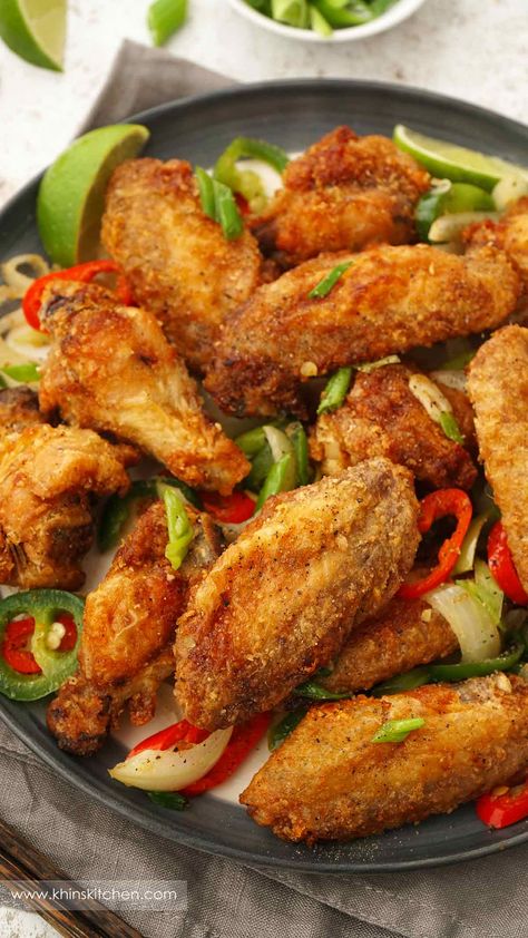 Chinese Salt And Pepper Chicken, Salt And Pepper Chicken Wings, Salt And Pepper Recipes, Salt Pepper Chicken, Chinese Chicken Wings, Pepper Chicken Wings, Easy Chicken Wing Recipes, Salt And Pepper Chicken, Chicken Wings Recipe