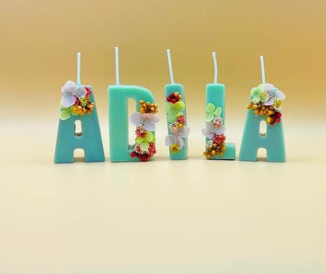 Customized Letters Candles. Cake Toppers.happy Birthday Letter | Etsy Candles With Flowers, Letter Candles, Candles Cake, Candles Birthday, Bee Wax Candles, Bee Wax, Birthday Letter, Flowers Unique, Cupcake Icing