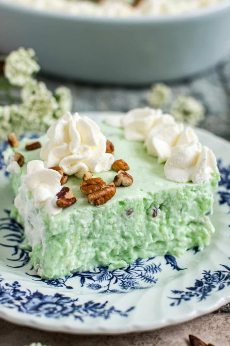 Lime Jello Salad Green Olive Jello Salad, Line Jello Salad, Seven Up Salad Jello Recipe, Jello Salad Mold Recipes, Lime Chiffon Dessert, Vintage Lime Jello Salad, Lime Jello Salad Recipes Cool Whip, Pineapple Lime Jello Salad, Green Jello Salad With Cottage Cheese