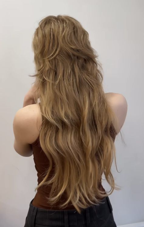 Wavy Fairy Hair, Elf Shag Hair, Fairy Haircut Long, Long Shullet, Mullet Long Hair Women, Alt Long Hair, Long Fairy Hair, Long Mullet Straight Hair, Fairy Mullet