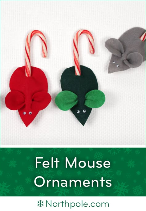 Christmas Candy Crafts, Mouse Ornaments, Craft Cottage, Making Ornaments, Mouse Crafts, Christmas Craft Fair, Diy Christmas Ornaments Easy, Felt Crafts Christmas, Christmas Crafts For Kids To Make