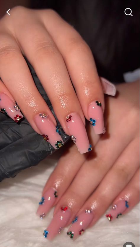 Colorful Gem Nails, Nails Strass, Abs Excercise, Nail Board, Nail Decor, Makeup Nails Art, Swarovski Nails, Nails Now, Long Acrylic Nails Coffin