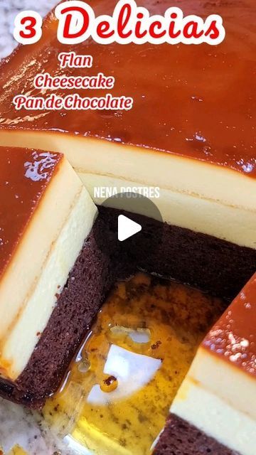 Nena Postres on Instagram: "3 Postres en 1 Solo / Flan Cheesecake Pan de Chocolate #fyp #foryoupage #postre #dessert #parati #delicioso #forupage #4u #delicioso #flan #cheesecake #chocolate" Flan Cheesecake, Condensed Milk Recipes Easy, Chocolate Flan Cake, Chocoflan Cake, Chocoflan Recipe, Chocolate Flan, Mexican Pastries, Flan Cake, Mexican Bread